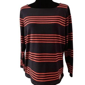 Talbots‎ Authentic Talbots Navy and Pink Striped Long Sleeve Top Size X